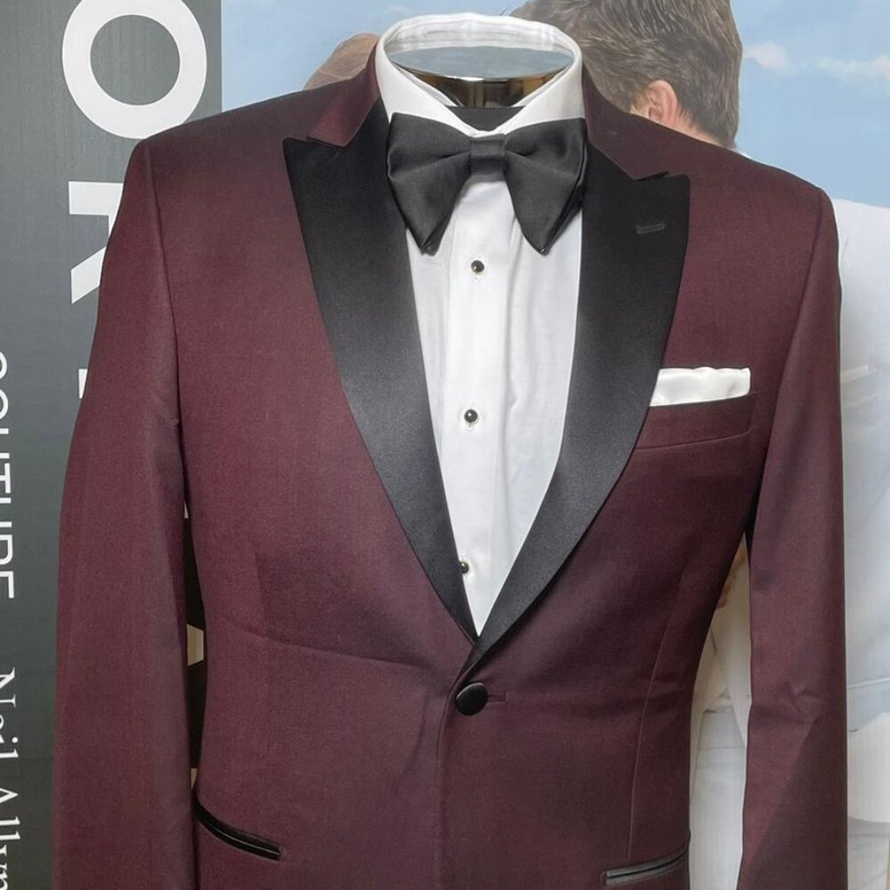 IKE BEHAR MARABELLA EMPIRE TUXEDO COAT - BURGUNDY